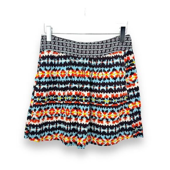 Anthropologie Porridge multi color boho Aztec print mini skirt lined size 2 - Picture 1 of 8